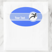 Blauw onderweg ovale sticker (Tas)