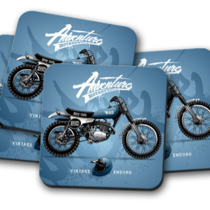 Blauw Onderzetter motorfiets   Set Onderzetter mot