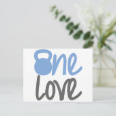 Blauw "One Love" Briefkaart (Staand voorkant)