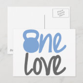 Blauw "One Love" Briefkaart (Voorkant / Achterkant)