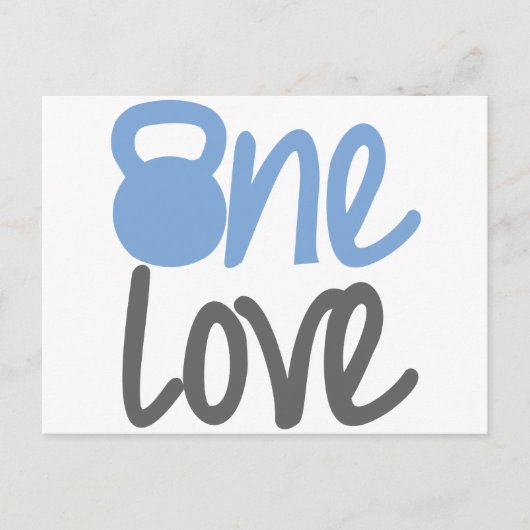 Blauw "One Love" Briefkaart (Voorkant)
