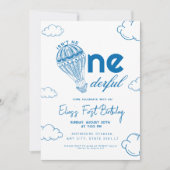 Blauw Onederful Hot Air Ballon jongen 1e verjaarda Kaart (Voorkant)