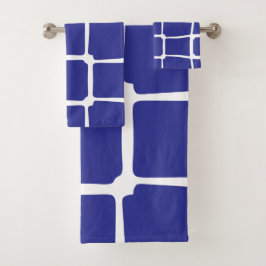 Blauw ongelijke vierkanten mozaïek bad handdoek