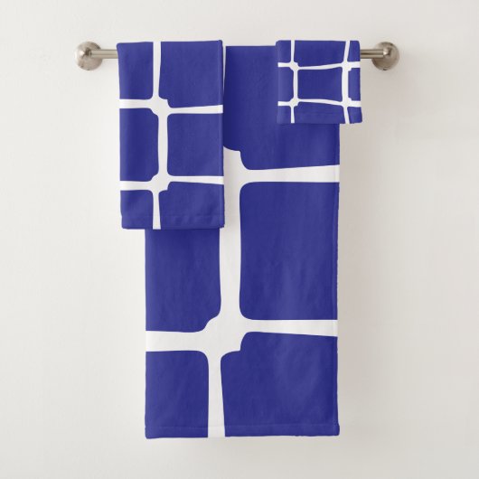 Blauw ongelijke vierkanten mozaïek bad handdoek (Insitu)