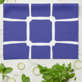 Blauw ongelijke vierkanten mozaïek theedoek (Gevouwen)