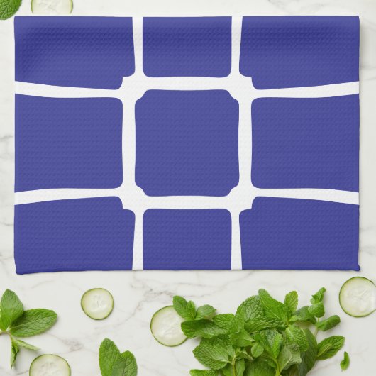 Blauw ongelijke vierkanten mozaïek theedoek (Gevouwen)