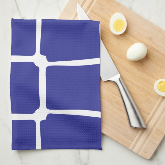 Blauw ongelijke vierkanten mozaïek theedoek (Quarter Fold)