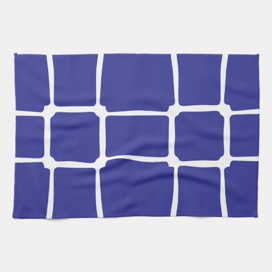 Blauw ongelijke vierkanten mozaïek theedoek (Horizontaal)