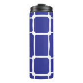 Blauw ongelijke vierkanten mozaïek thermosbeker (Voorkant)