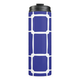 Blauw ongelijke vierkanten mozaïek thermosbeker