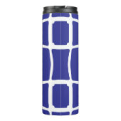 Blauw ongelijke vierkanten mozaïek thermosbeker (Achterkant)