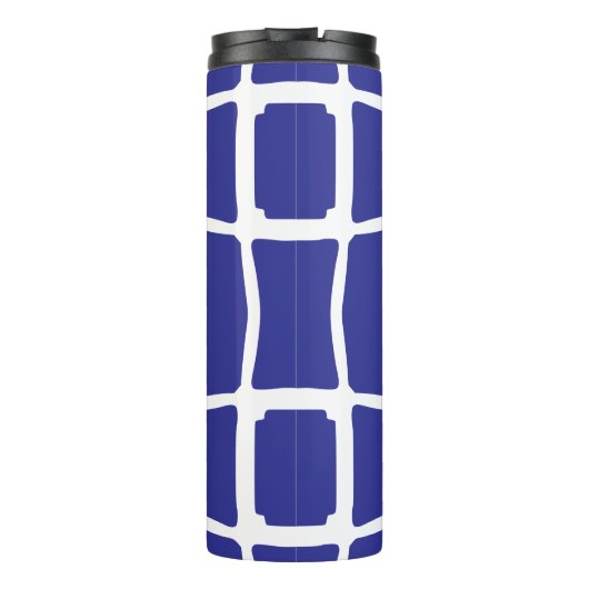 Blauw ongelijke vierkanten mozaïek thermosbeker (Achterkant)