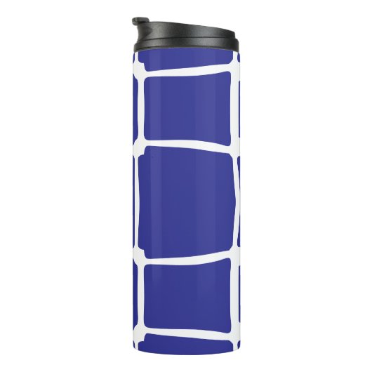 Blauw ongelijke vierkanten mozaïek thermosbeker (Geroteerd rechts)