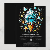 Blauw Online Elegant Boy Ice Cream Verjaardag Kaart (Voorkant / Achterkant)