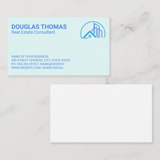 Blauw onroerend goed Logo Visitekaartje (Voorkant / Achterkant)
