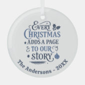 Blauw ons verhaal typografie Kerstmis Glas Ornament (Voorkant)