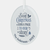 Blauw ons verhaal typografie Kerstmis Glas Ornament (Voorkant links)