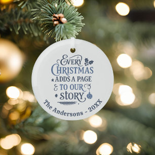 Blauw ons verhaal typografie Kerstmis Glas Ornament