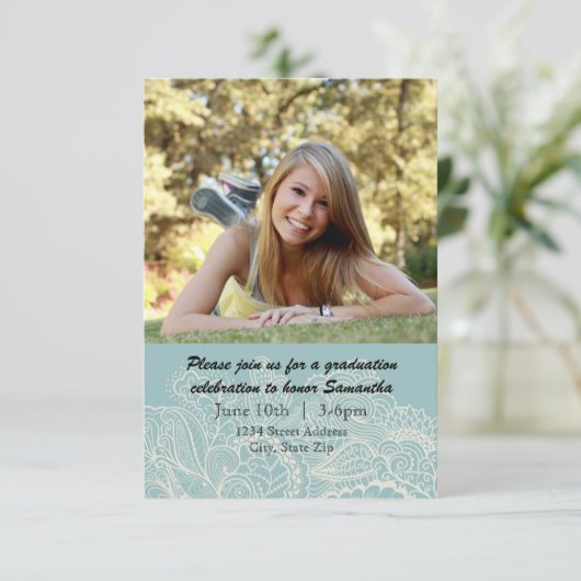 Blauw ontwerp - Aankondiging 3x5-Afstuderen (Staand voorkant)