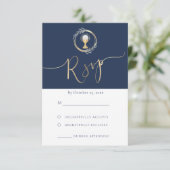 blauw ontwerp Eerste Communie RSVP kaart (Staand voorkant)