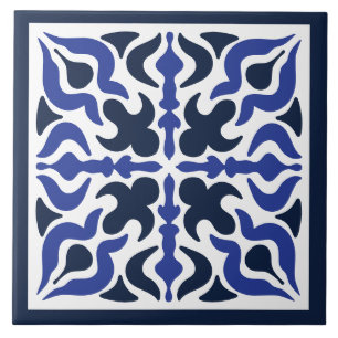 Blauw ontwerp Marokkaans mozaïekpatroon keramische Tegeltje