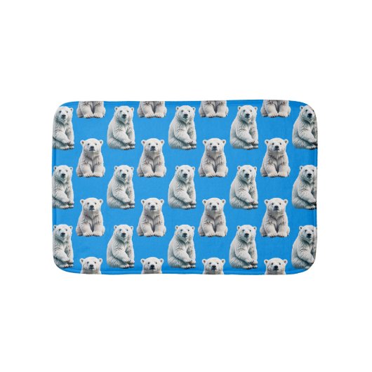 Blauw ontwerp met ijsbeerpatroon  badmat (Voorkant)