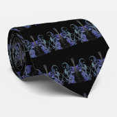 Blauw ontwerp met zwart-akoestisch gitaarmuziekStr Stropdas (Opgerold)