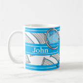 Blauw ontwerp van tennis personaliseren koffiemok (Links)