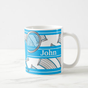 Blauw ontwerp van tennis personaliseren koffiemok