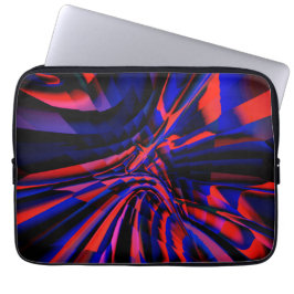 Blauw ontwerp van vierkanten die op gekraakt voorw laptop sleeve