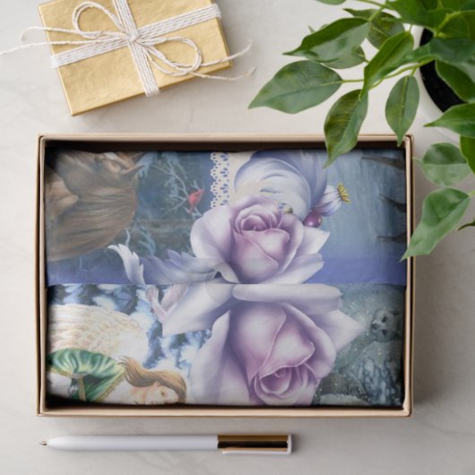 Blauw ontwerp voor kerstserie 3 tissuepapier (Geschenk)