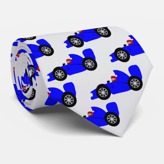Blauw ontwerp voor raceauto stropdas (Opgerold)