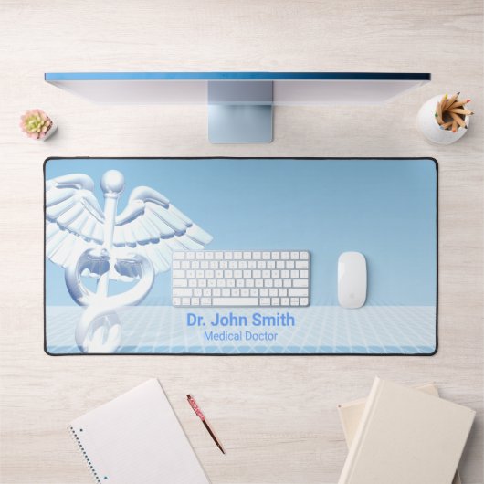 Blauw Ontwerp Wit 3D Caduceus Medisch Bureaumat (Kantoor 1)