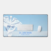 Blauw Ontwerp Wit 3D Caduceus Medisch Bureaumat (Keyboard & Muis)