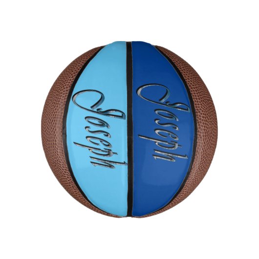 Blauw ontworpen Joseph naam, Kinder basketbal (Verticaal)