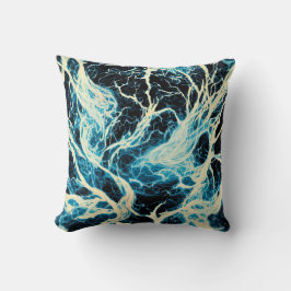 Blauw onweer bliksempatroon kussen