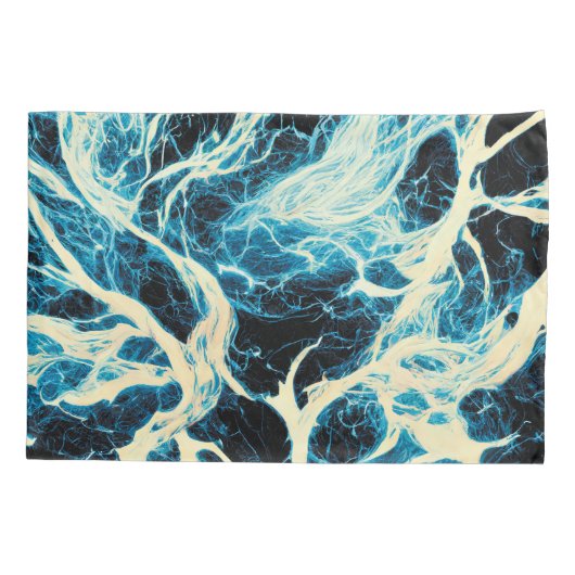 Blauw onweer bliksempatroon kussensloop (Achterkant)