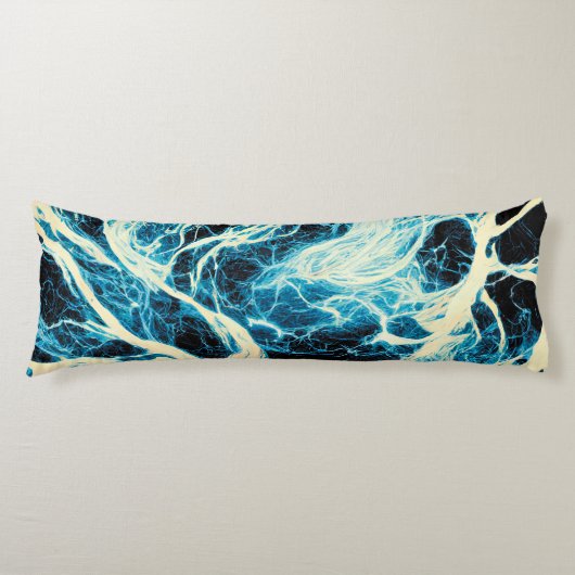 Blauw onweer bliksempatroon lichaamskussen (Voorkant)