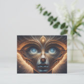 Blauw Oog Alien Being Briefkaart (Staand voorkant)