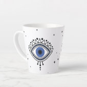 Blauw oog als toversymbool voor succes latte mok (Linkerhoek)