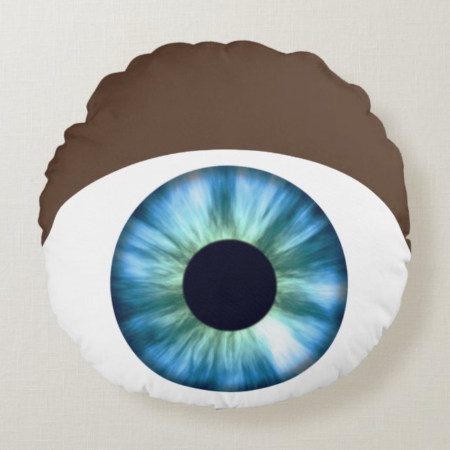 Blauw Oog Donkere Huid Rond Kussen (Voorkant)