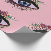 Blauw oog en bloemen inpakpapier (Hoek)