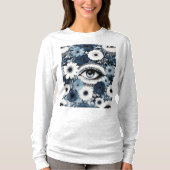 Blauw oog en wimpers Boho Floral T-shirt (Voorkant)