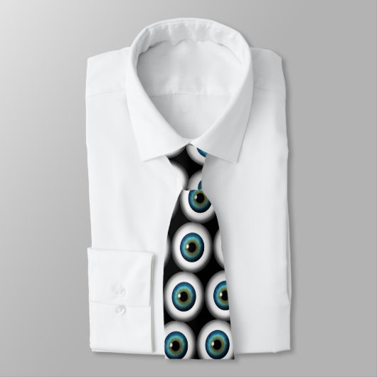 Blauw oog Eyeball Cool Custom NeckTies Black Strop Stropdas (Gebonden)
