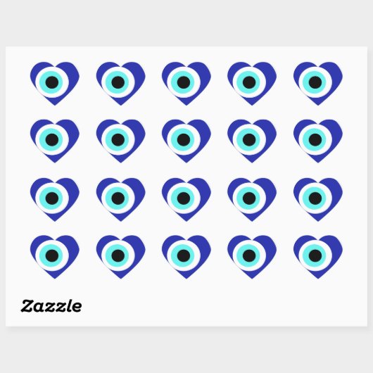 Blauw oog hart sticker (Vel)