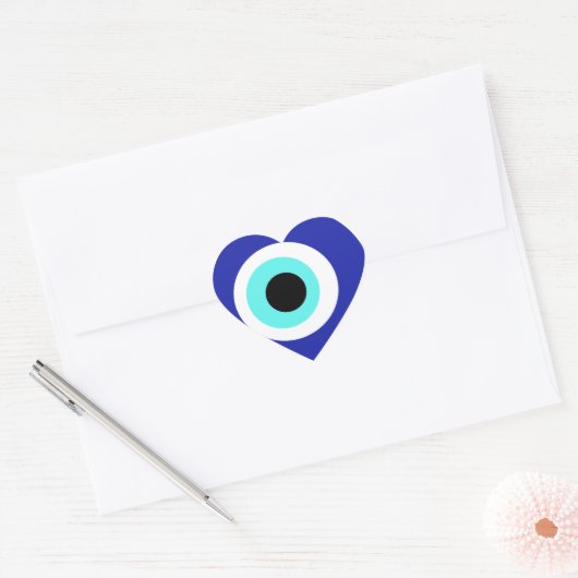Blauw oog hart sticker (Envelop)