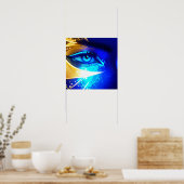 Blauw oog met gouden elegantie poster (Keuken)