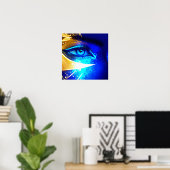 Blauw oog met gouden elegantie poster (Thuiskantoor)