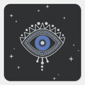Blauw oog minimale magische alchemie symbool vierkante sticker (Voorkant)