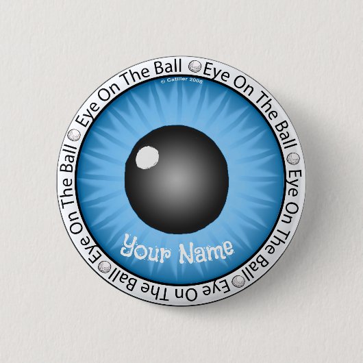 Blauw oog op de golfbal ronde button 5,7 cm (Voorkant)